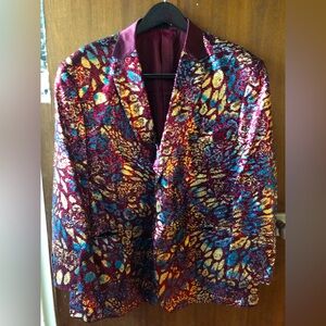 Blu Martini Men’s Sequin Jacket 2XL 2 inside  pockets. Buttons on cuffs.